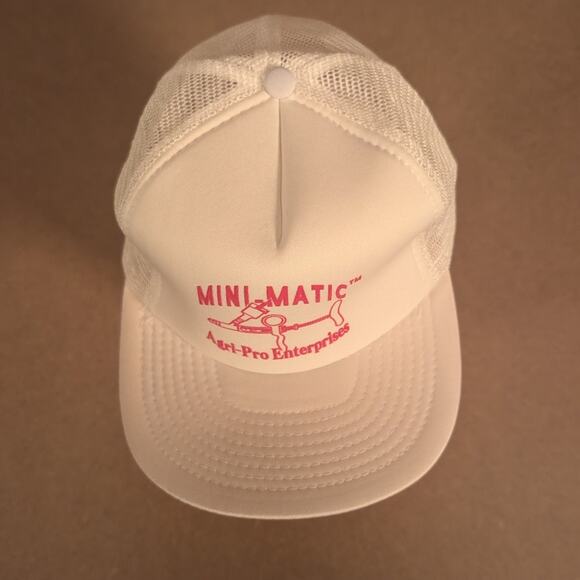 Vintage Mini-Matic Agri-Pro Livestock Farm Trucker Hat White Mesh Snapback - Picture 6 of 7